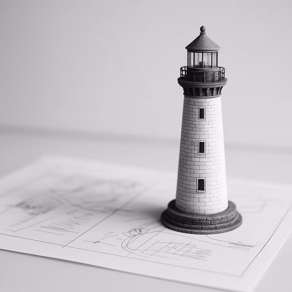 Ein schwarz weiß Foto von einem Leuchtturm.